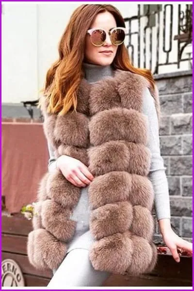 Mid-Long Fox Fur Gilet 70CM