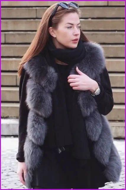 Mid-Long Fox Fur Gilet 70CM