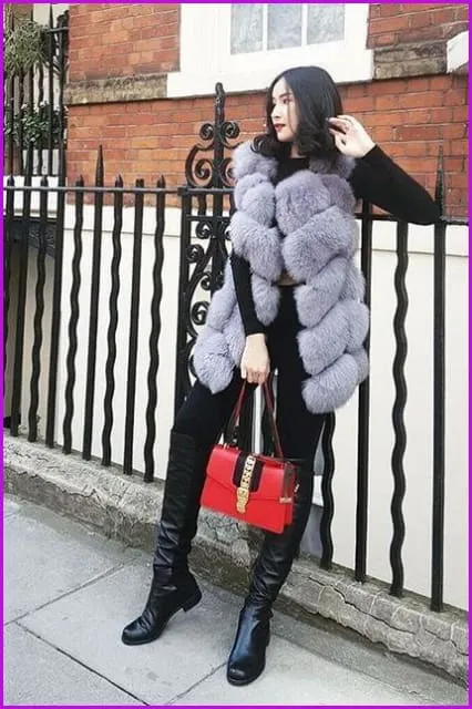 Mid-Long Fox Fur Gilet 70CM
