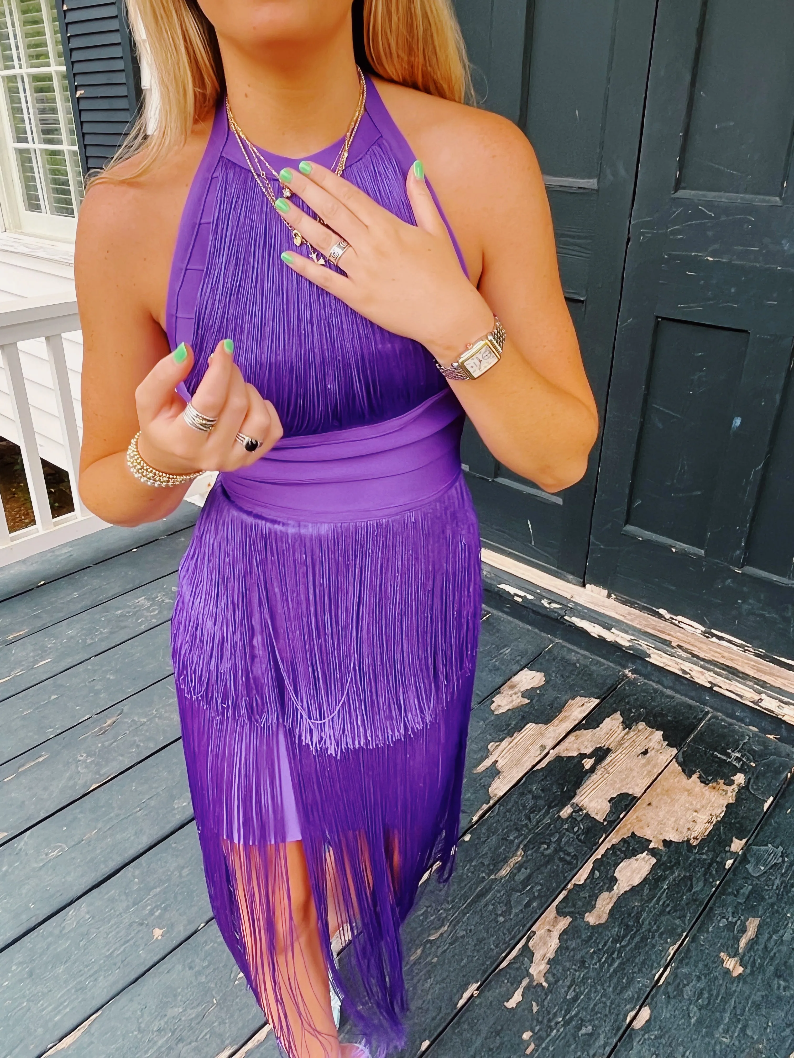 Milly Fringe Dress - Purple