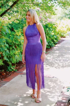 Milly Fringe Dress - Purple
