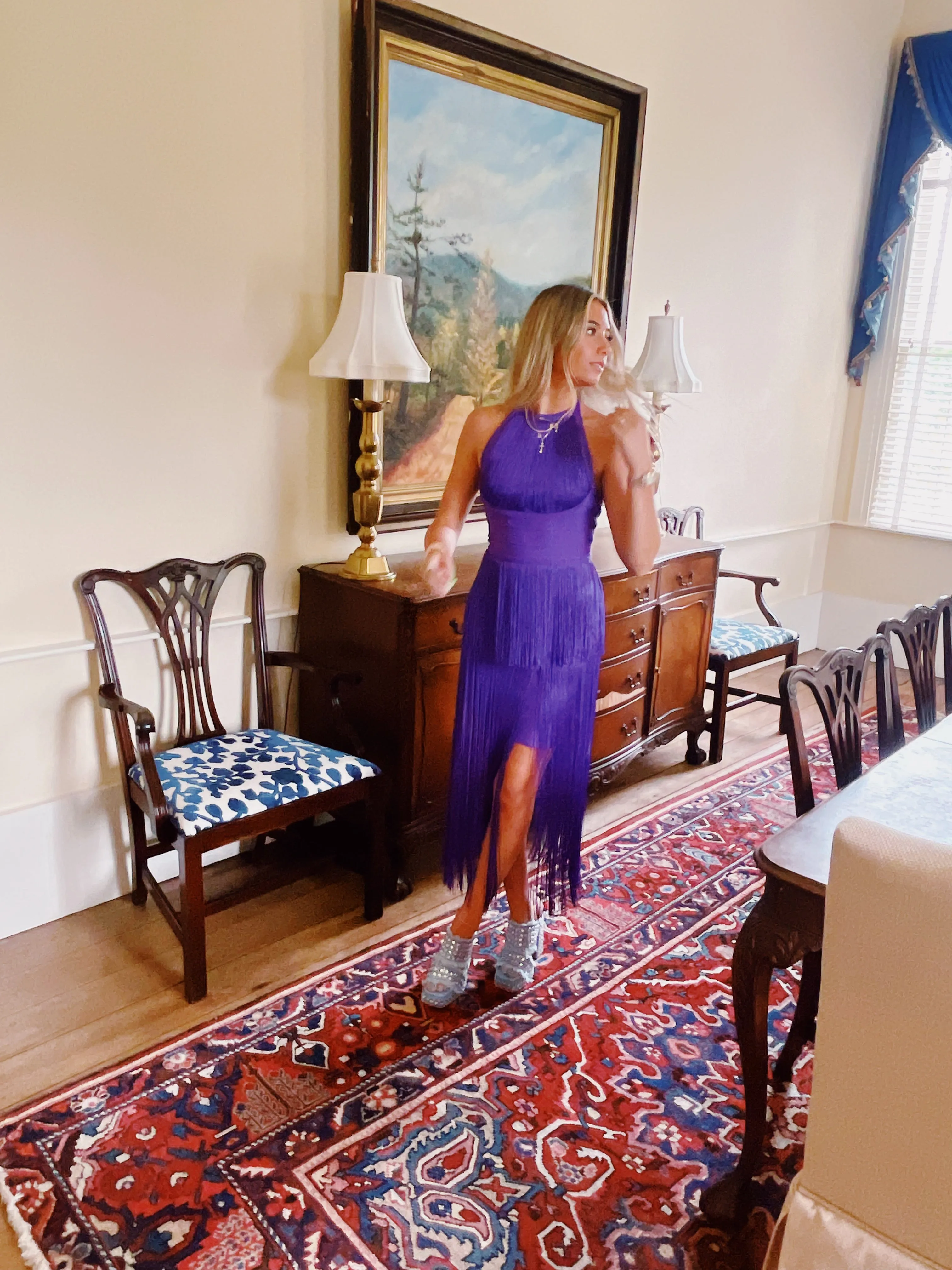 Milly Fringe Dress - Purple