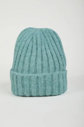 Mint Green Ribbed Knit Beanie Hat