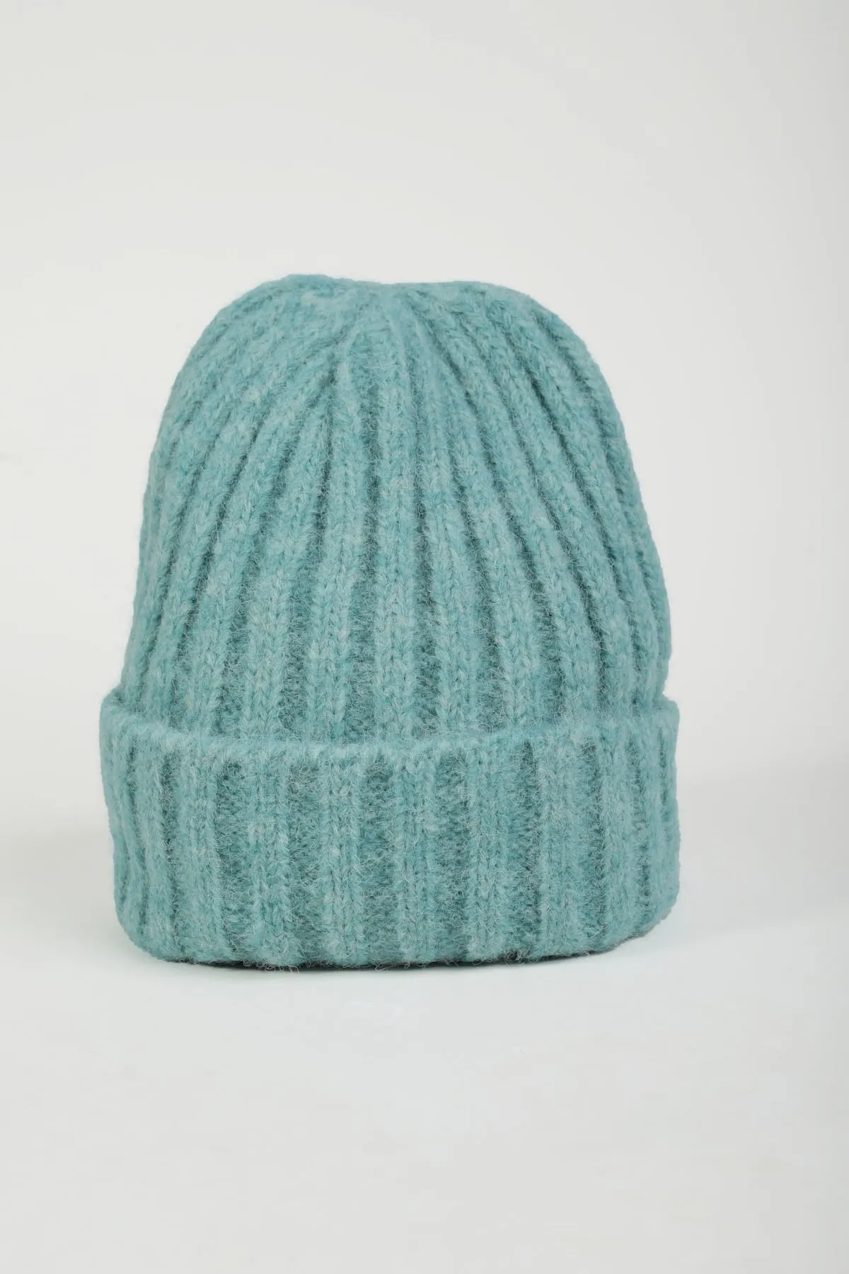 Mint Green Ribbed Knit Beanie Hat