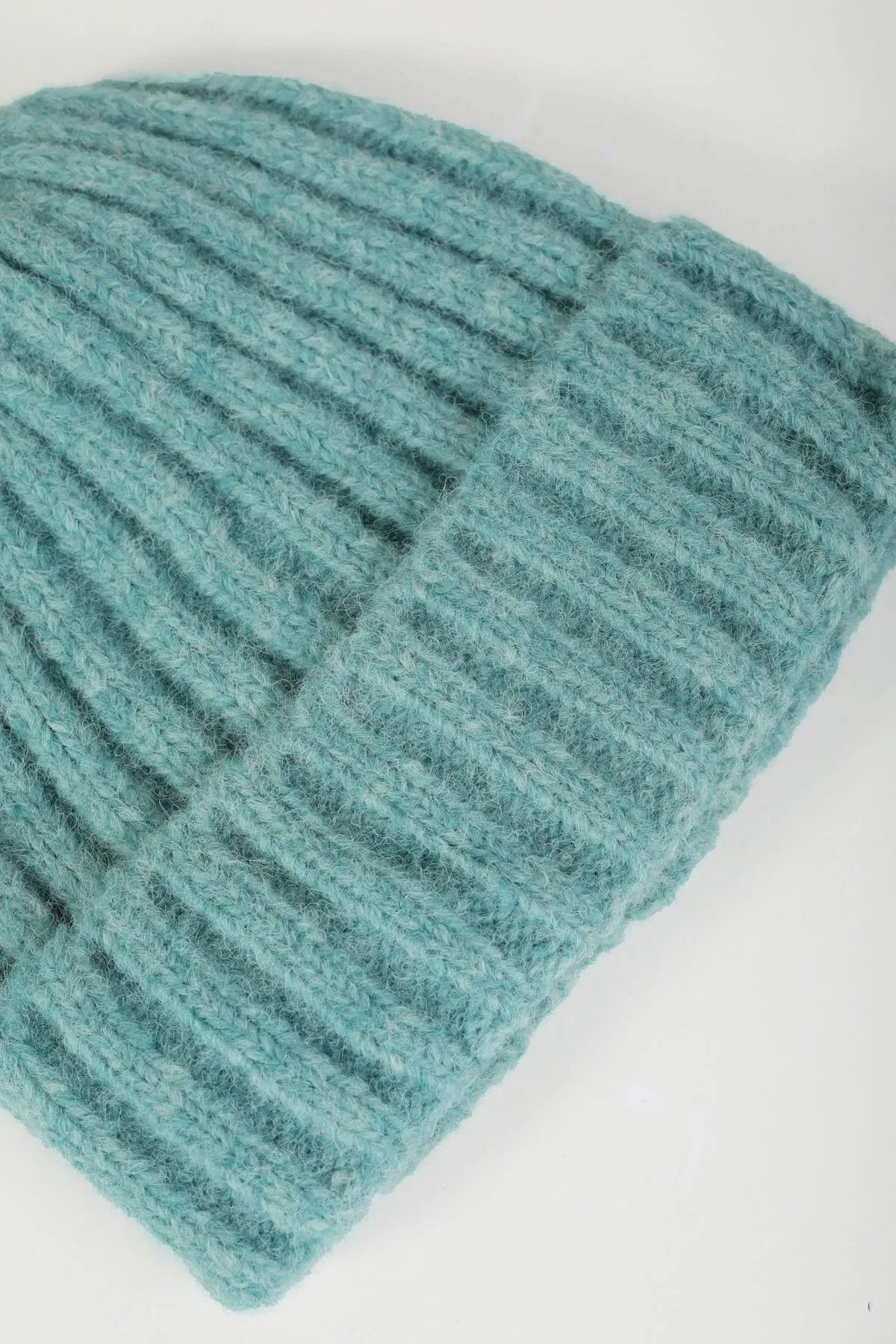 Mint Green Ribbed Knit Beanie Hat