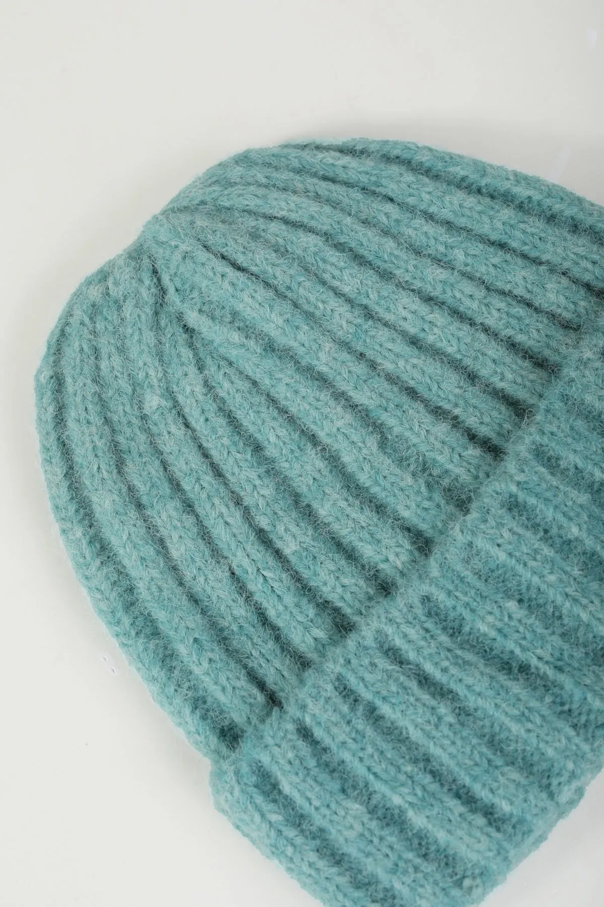 Mint Green Ribbed Knit Beanie Hat