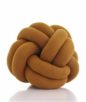 Nodo Cotton Knitted Decorative Mustard Color 11 x 11 Inches Knot Pillow