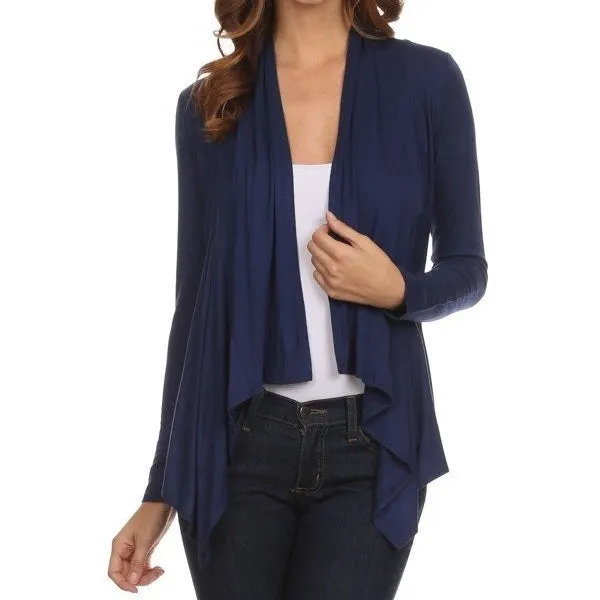 Open Draped Cardigan in Navy