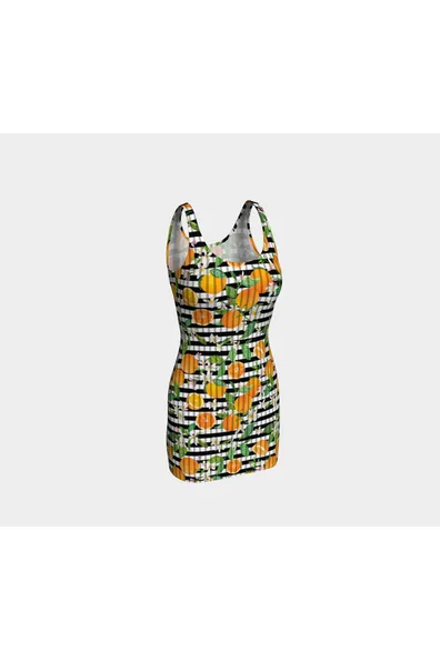 Oranges on Stripes Bodycon Dress