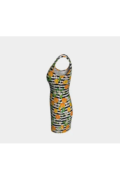 Oranges on Stripes Bodycon Dress