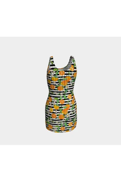 Oranges on Stripes Bodycon Dress