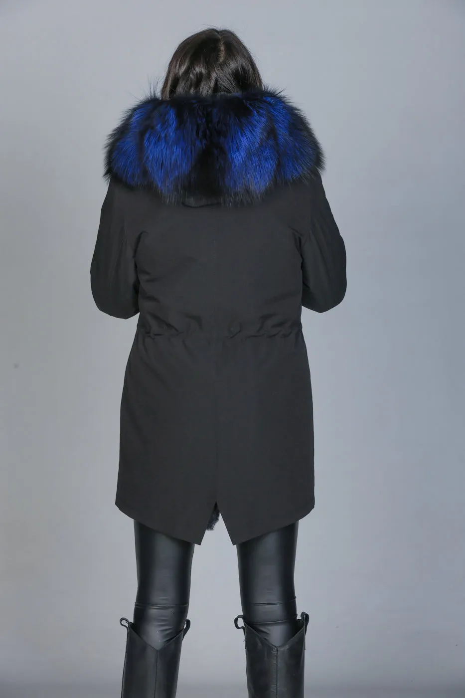 Parka in cotone tecnico  impermeabile long Luxury Silver Blue
