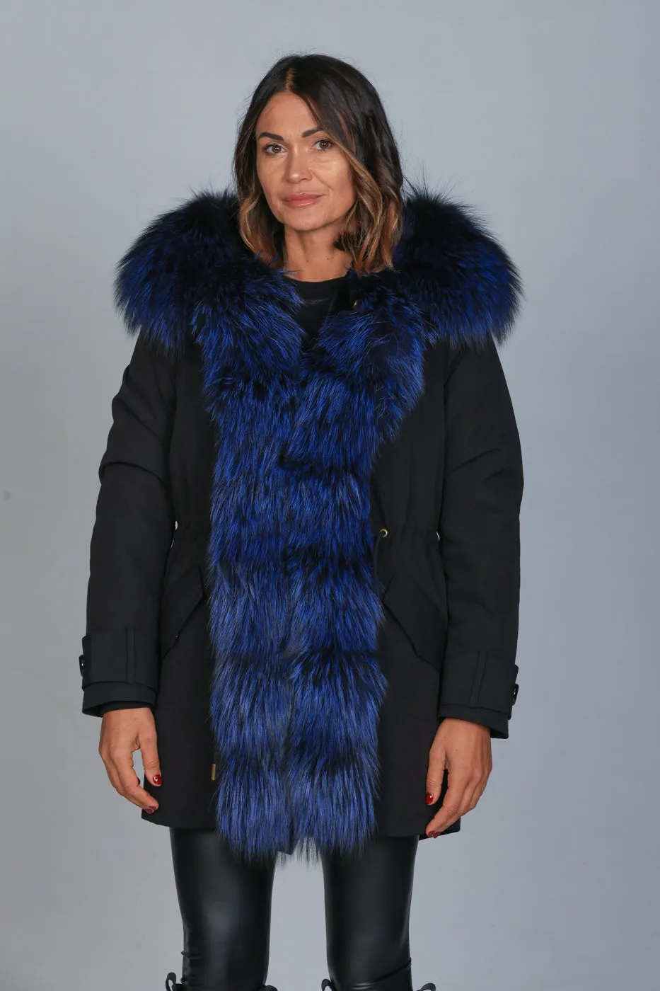 Parka in cotone tecnico  impermeabile long Luxury Silver Blue