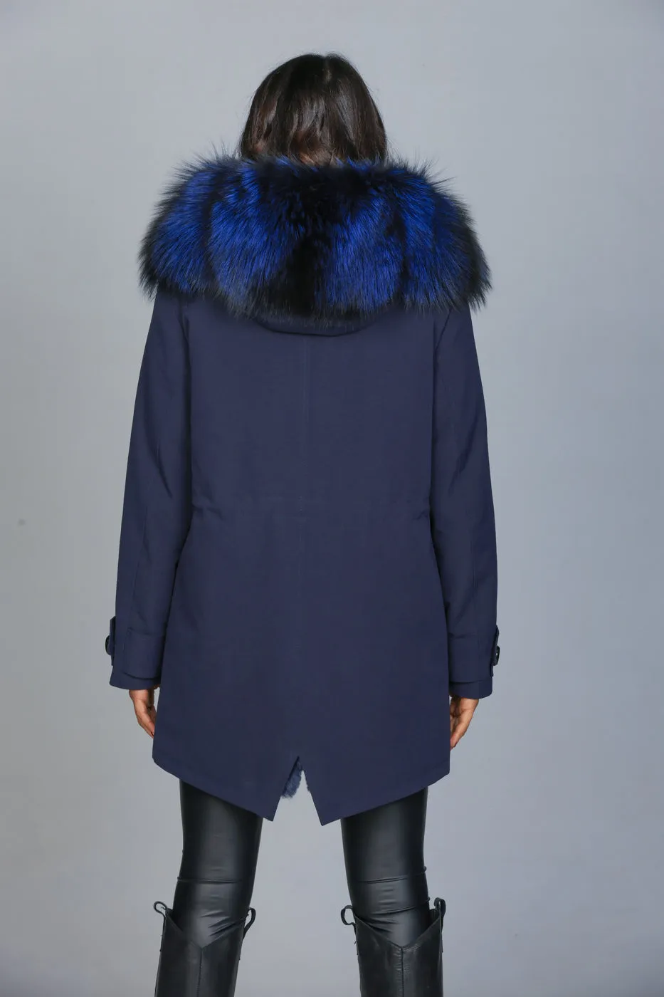 Parka in cotone tecnico  impermeabile long Luxury Silver Blue