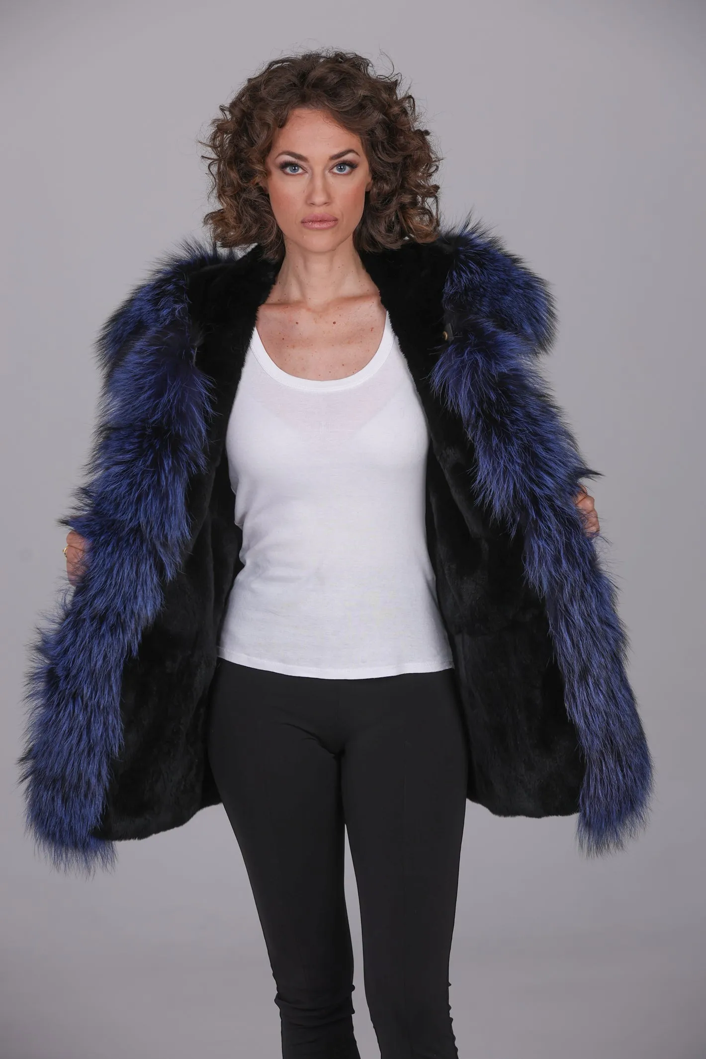 Parka in cotone tecnico  impermeabile long Luxury Silver Blue