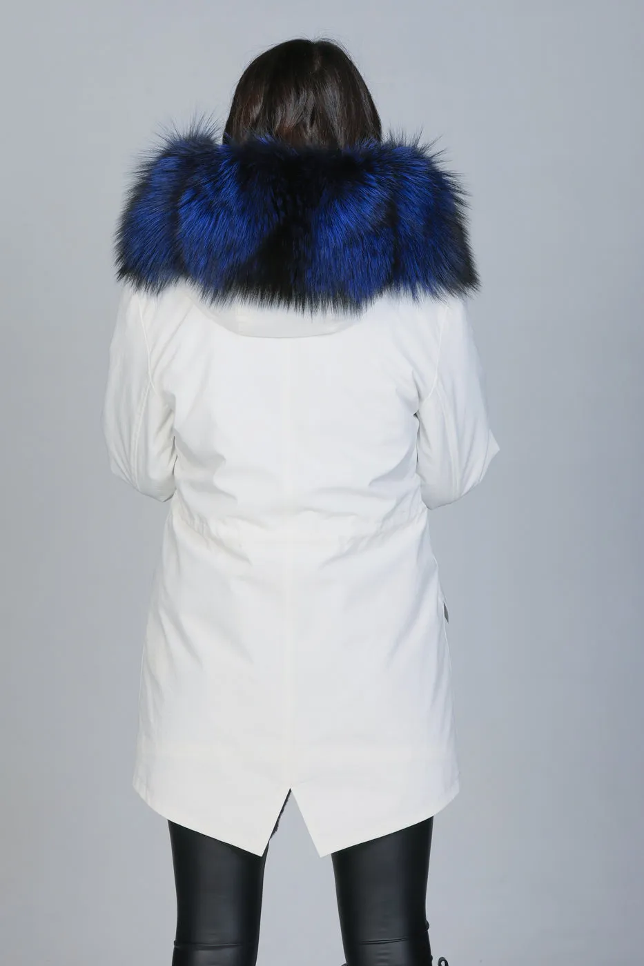 Parka in cotone tecnico  impermeabile long Luxury Silver Blue