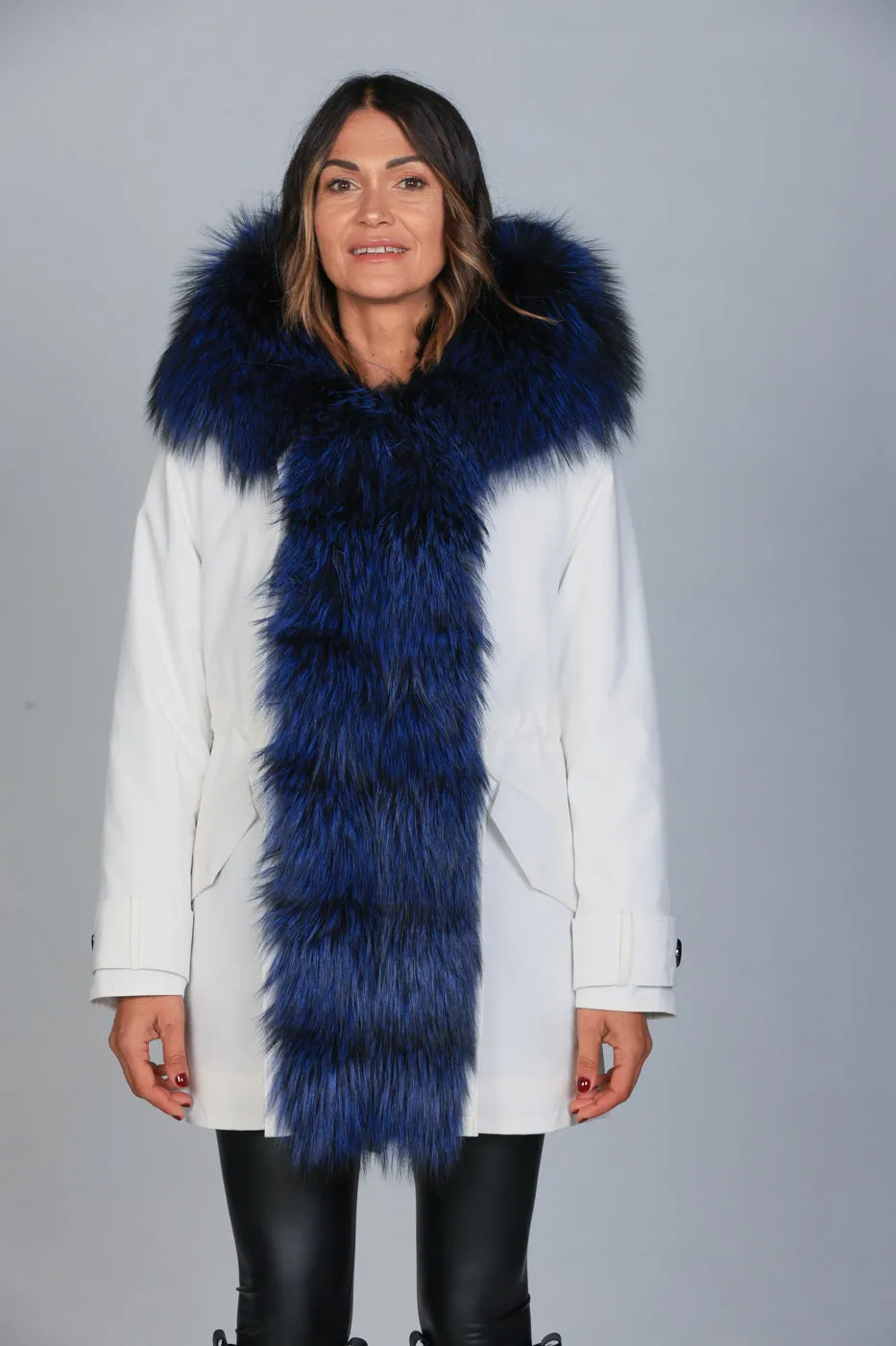 Parka in cotone tecnico  impermeabile long Luxury Silver Blue