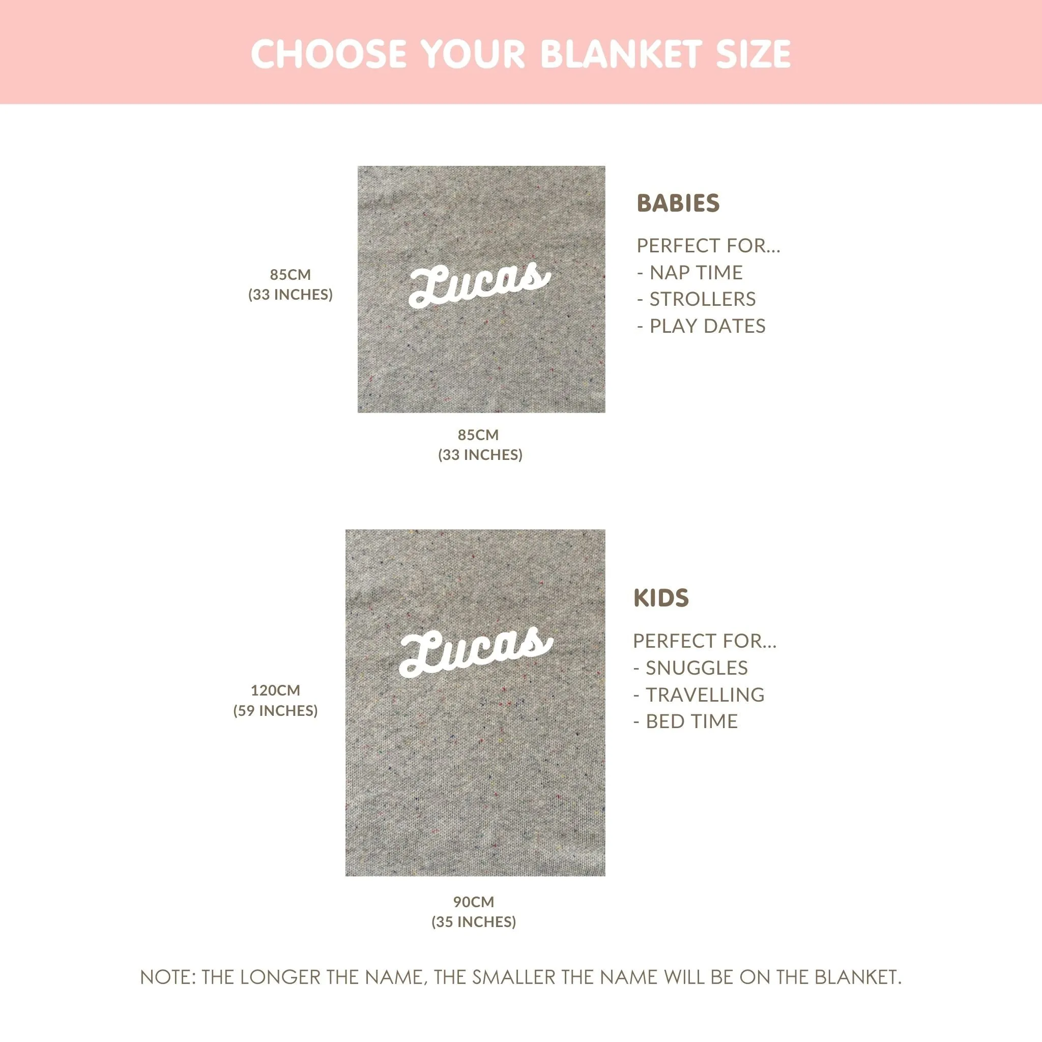 Personalized Blanket for Babies and Kids (Grey Confetti)