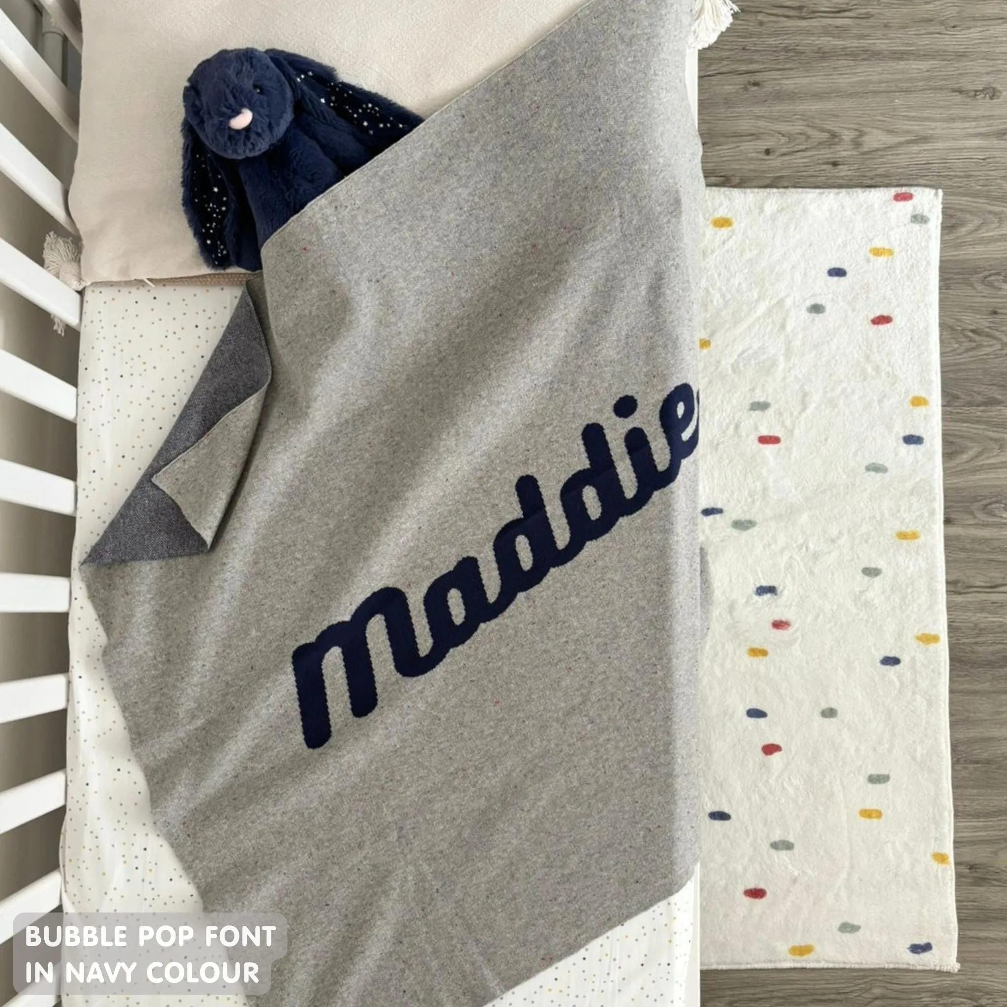 Personalized Blanket for Babies and Kids (Grey Confetti)