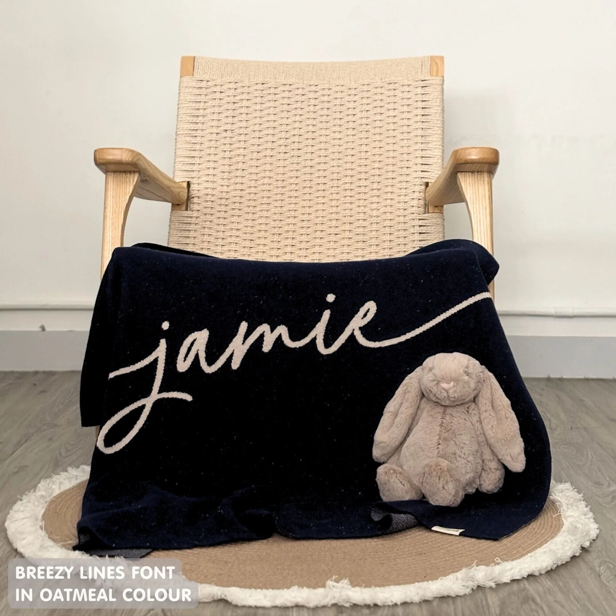 Personalized Blanket for Babies and Kids (Navy Confetti)