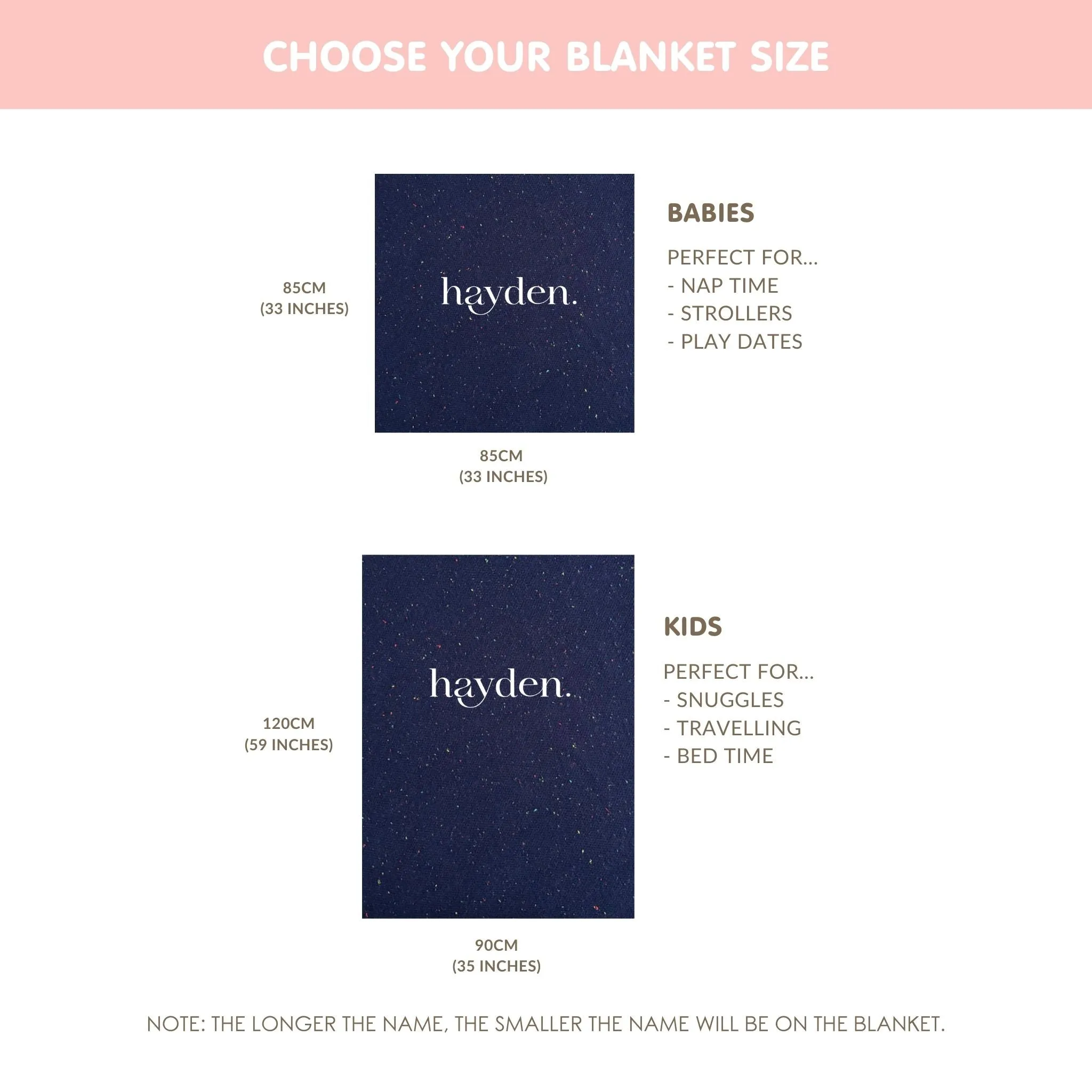 Personalized Blanket for Babies and Kids (Navy Confetti)