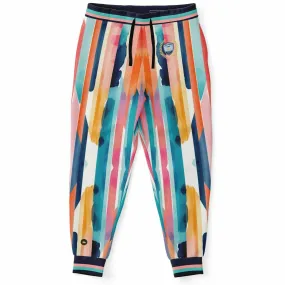 Pink Colorblock Rain Abstract Stripe Eco-Poly Unisex Joggers