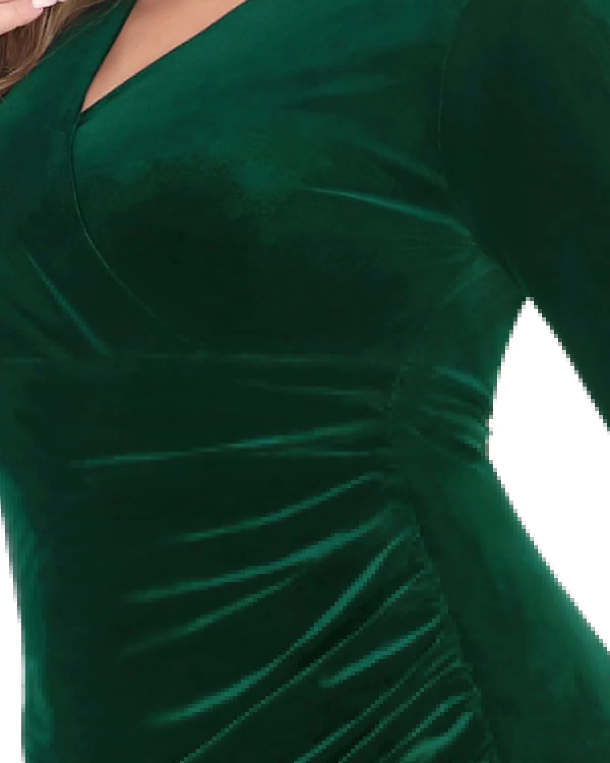 Pinup Fashion Plus Size Christmas Dress Party Holiday Velvet Dark Emerald Green Long Sleeve Cocktail Homecoming New Years Mini Dresses