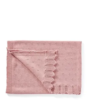 Pointelle Frill Baby Blanket-Fairy Floss Pink