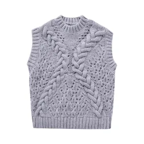 Pre Order:  Ribbed Cable Knit Vest