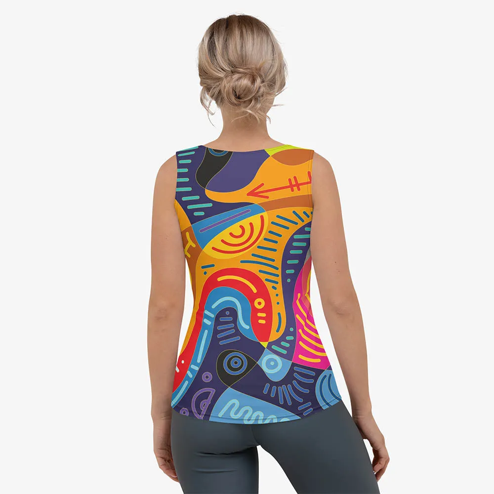 Printed Flex Vest "Funky Batik" Green/Blue/Magenta