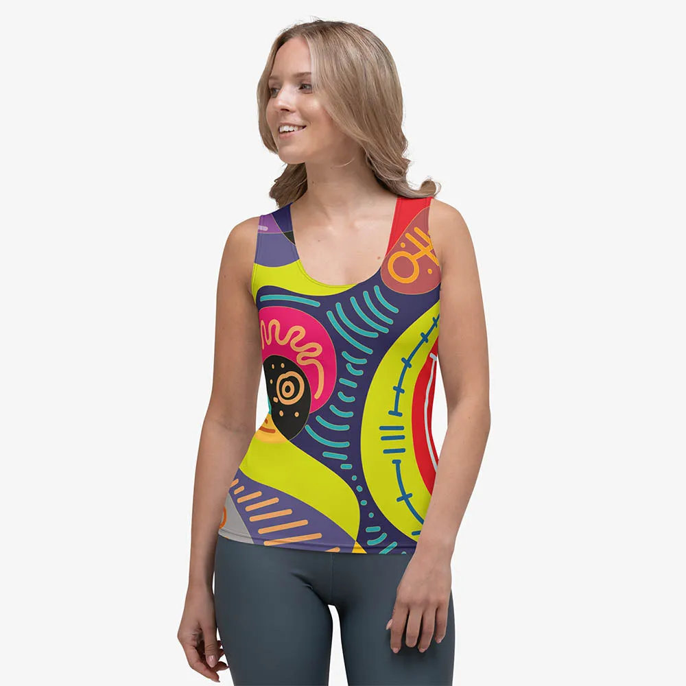 Printed Flex Vest "Funky Batik" Green/Blue/Magenta