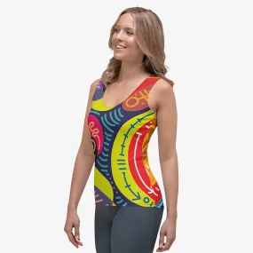 Printed Flex Vest "Funky Batik" Green/Blue/Magenta