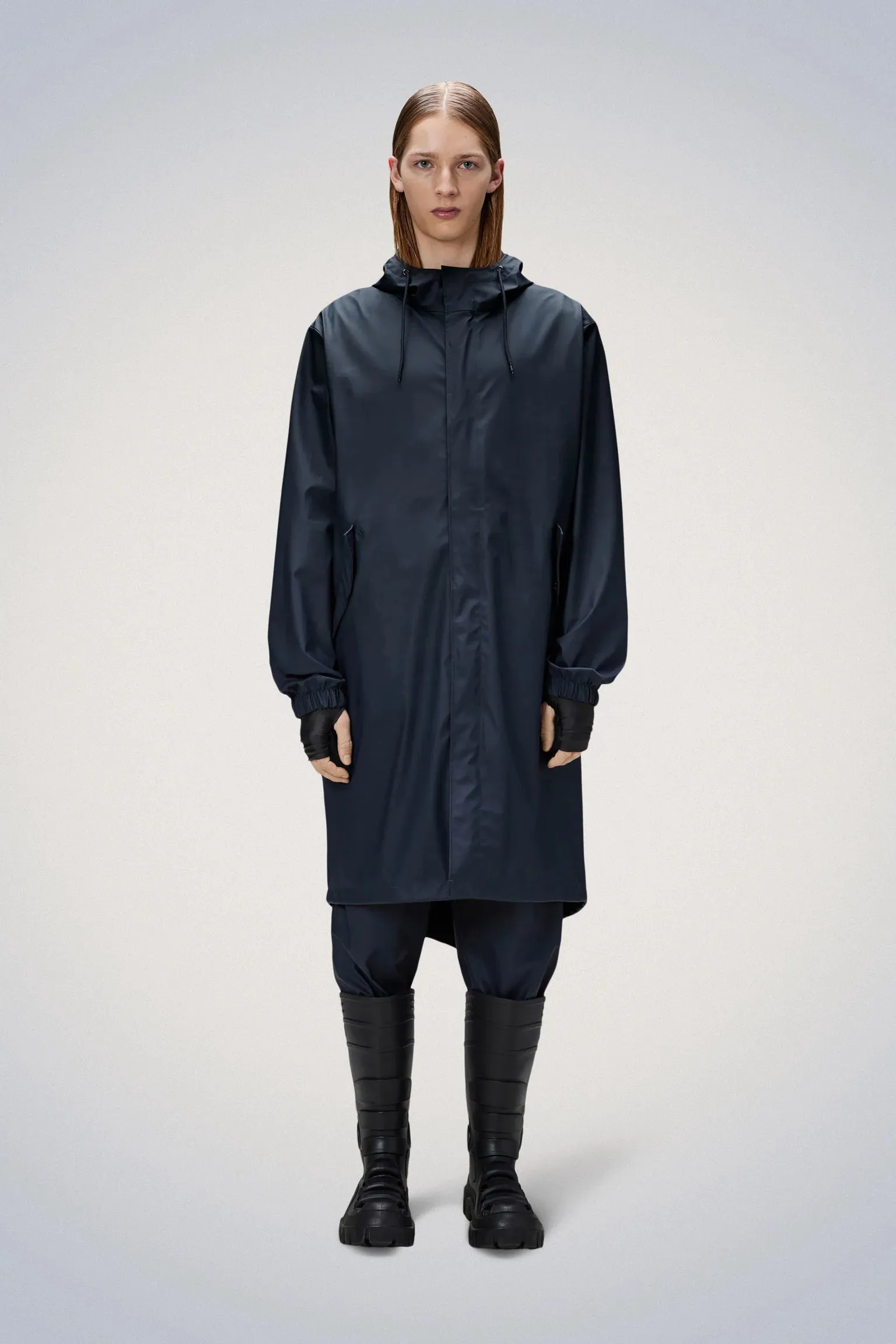 Rains Long Fishtail  Parka Jacket - Navy