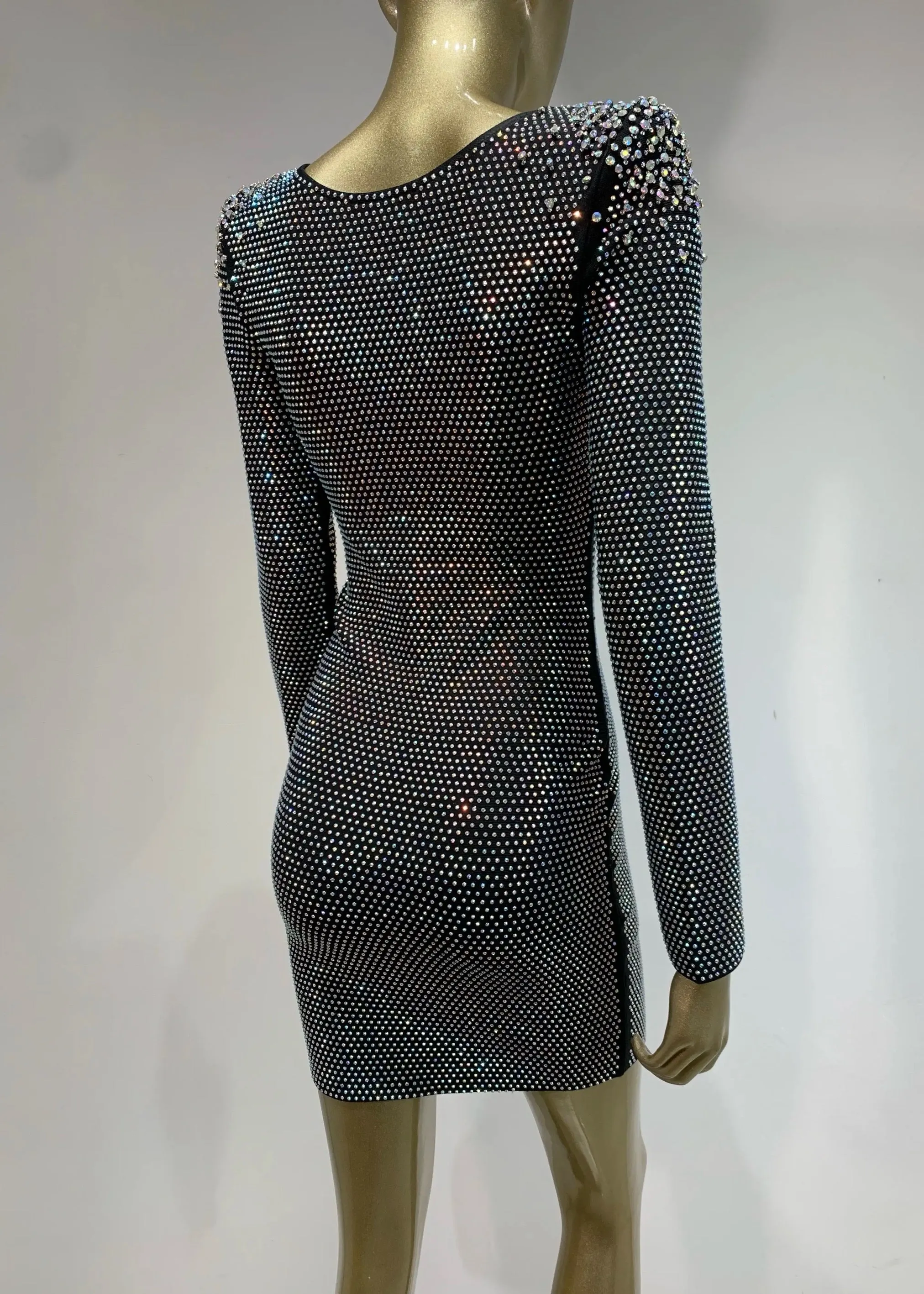 Ramira Mesh Insert Rhinestone Dress