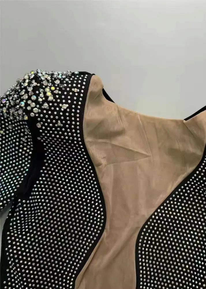 Ramira Mesh Insert Rhinestone Dress