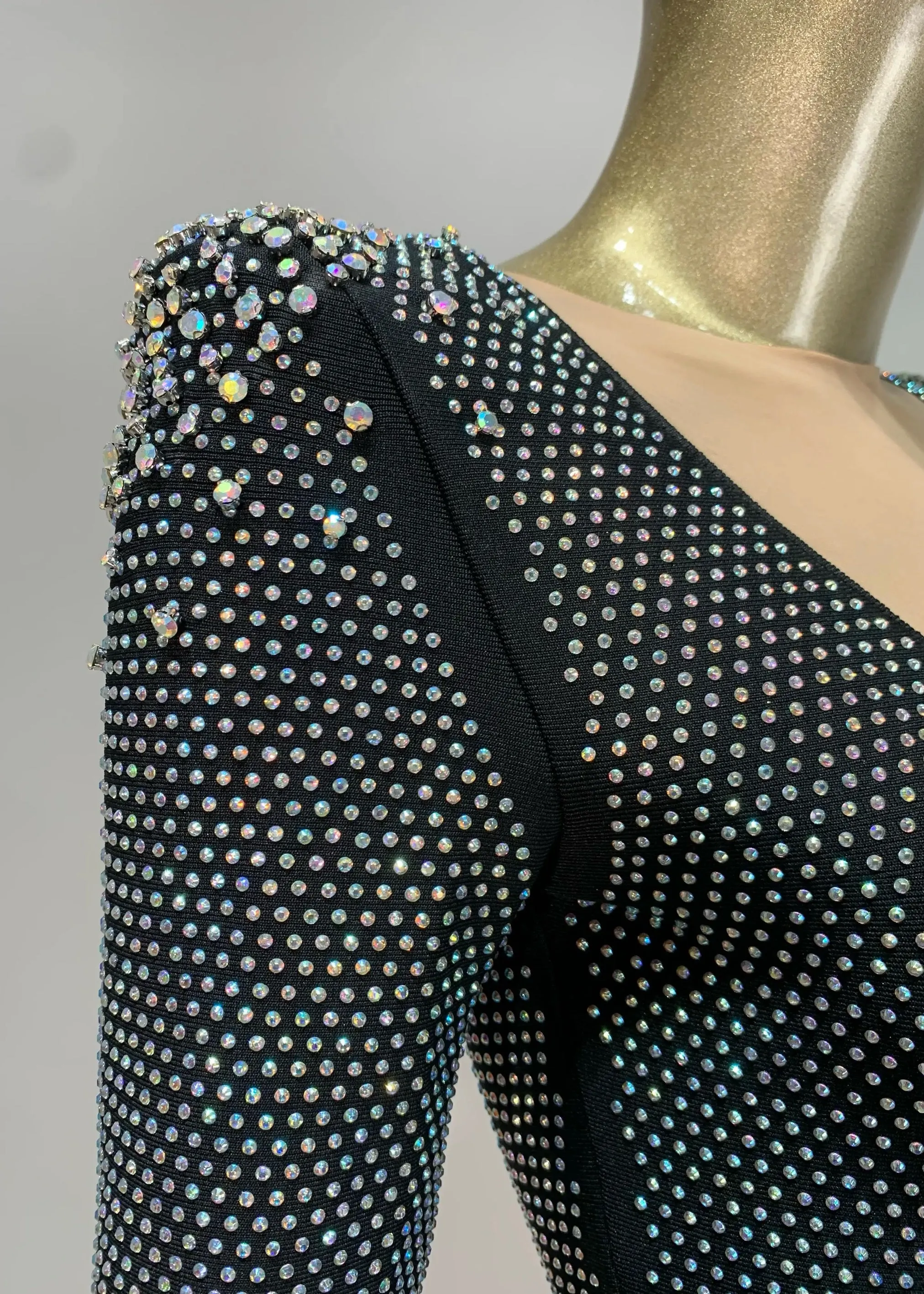 Ramira Mesh Insert Rhinestone Dress