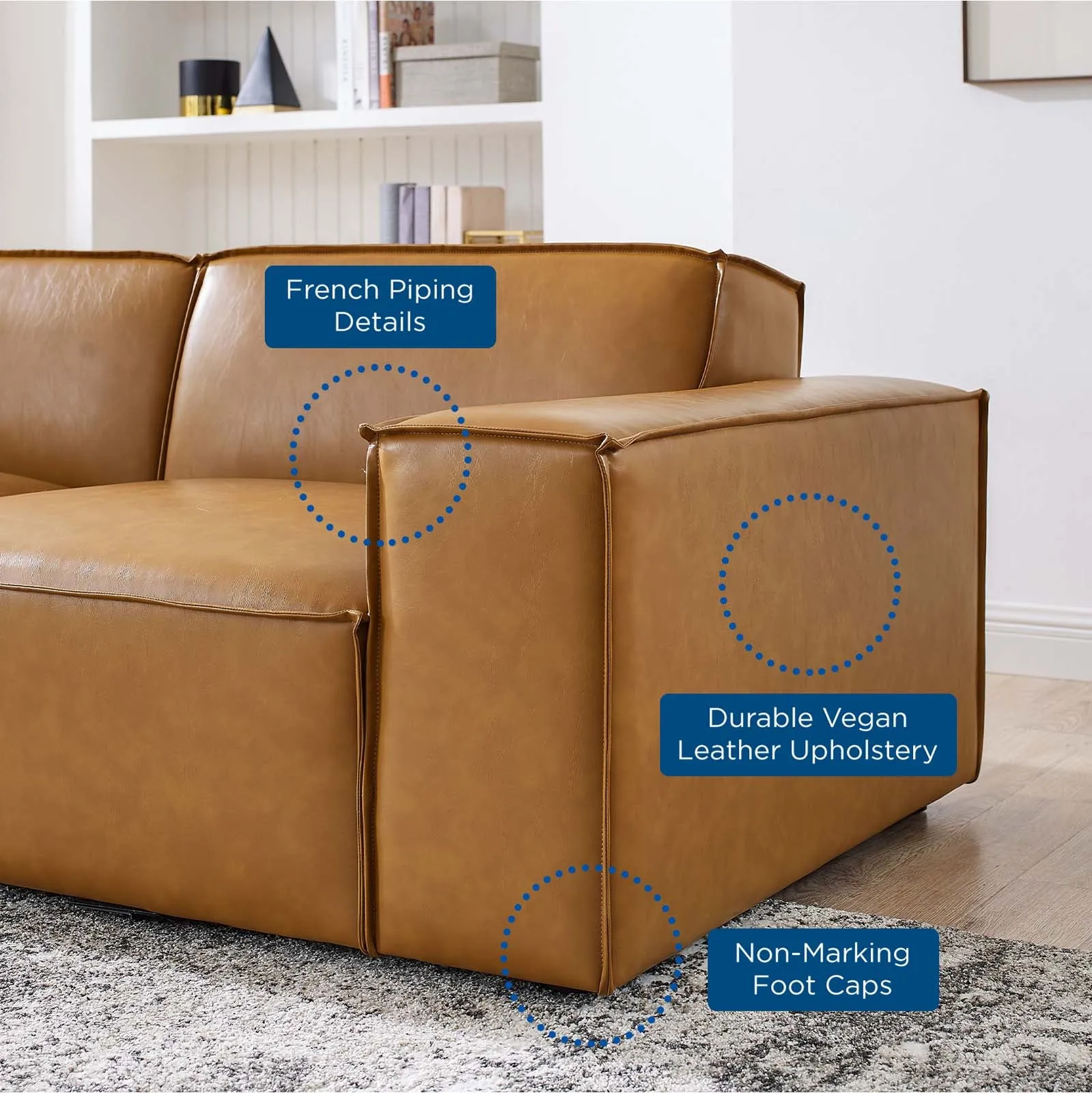 Restore 4-Piece Vegan Leather Sectional Sofa Tan EEI-4709-TAN