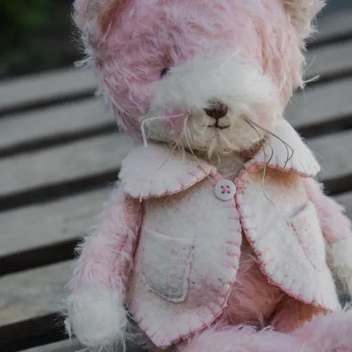 RETIRED - Hutch Studio Original - Mae I. Meow- Hand-Crafted Mohair & Vintage Wool Cat