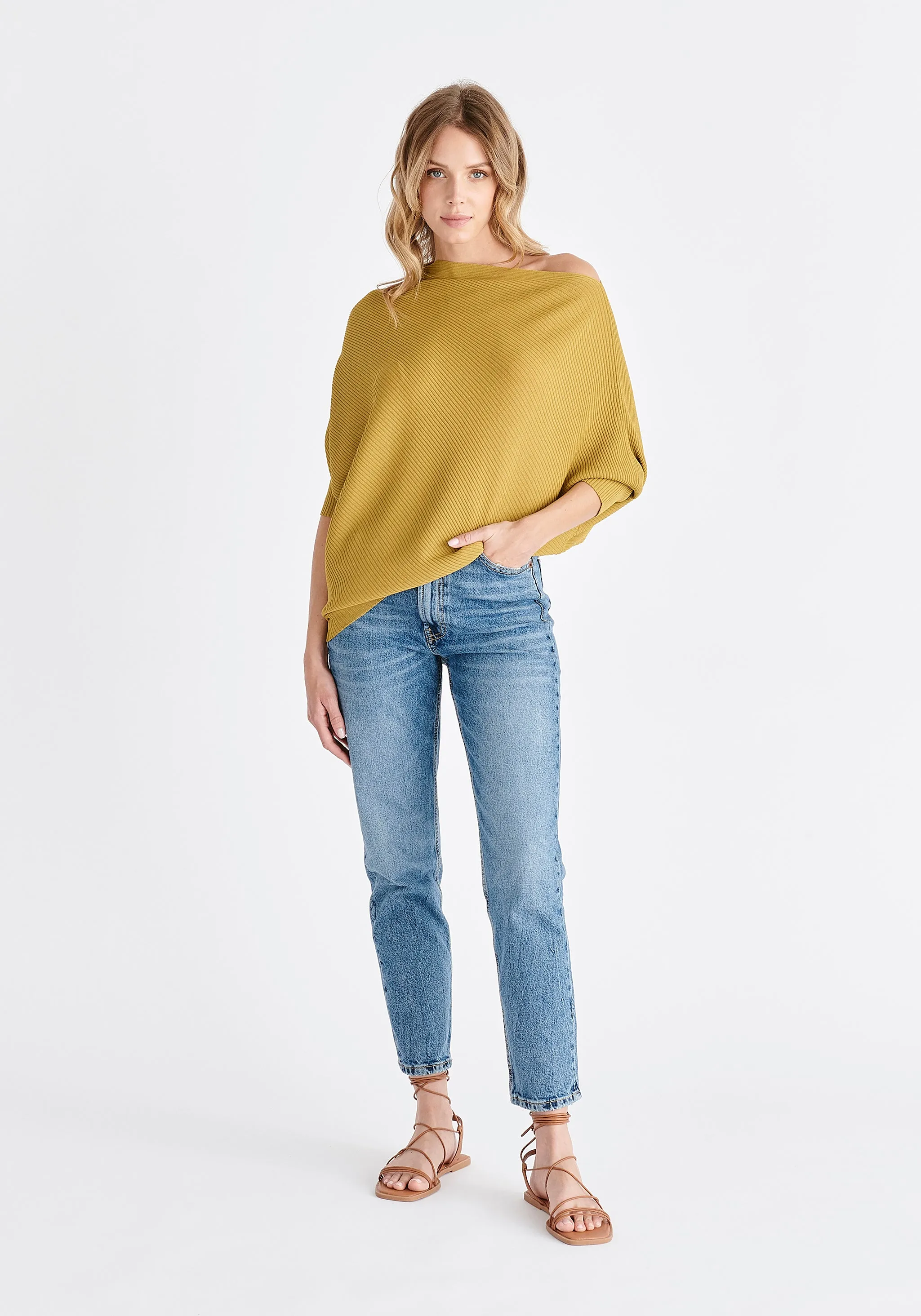 Ribbed Draped Knitted Top