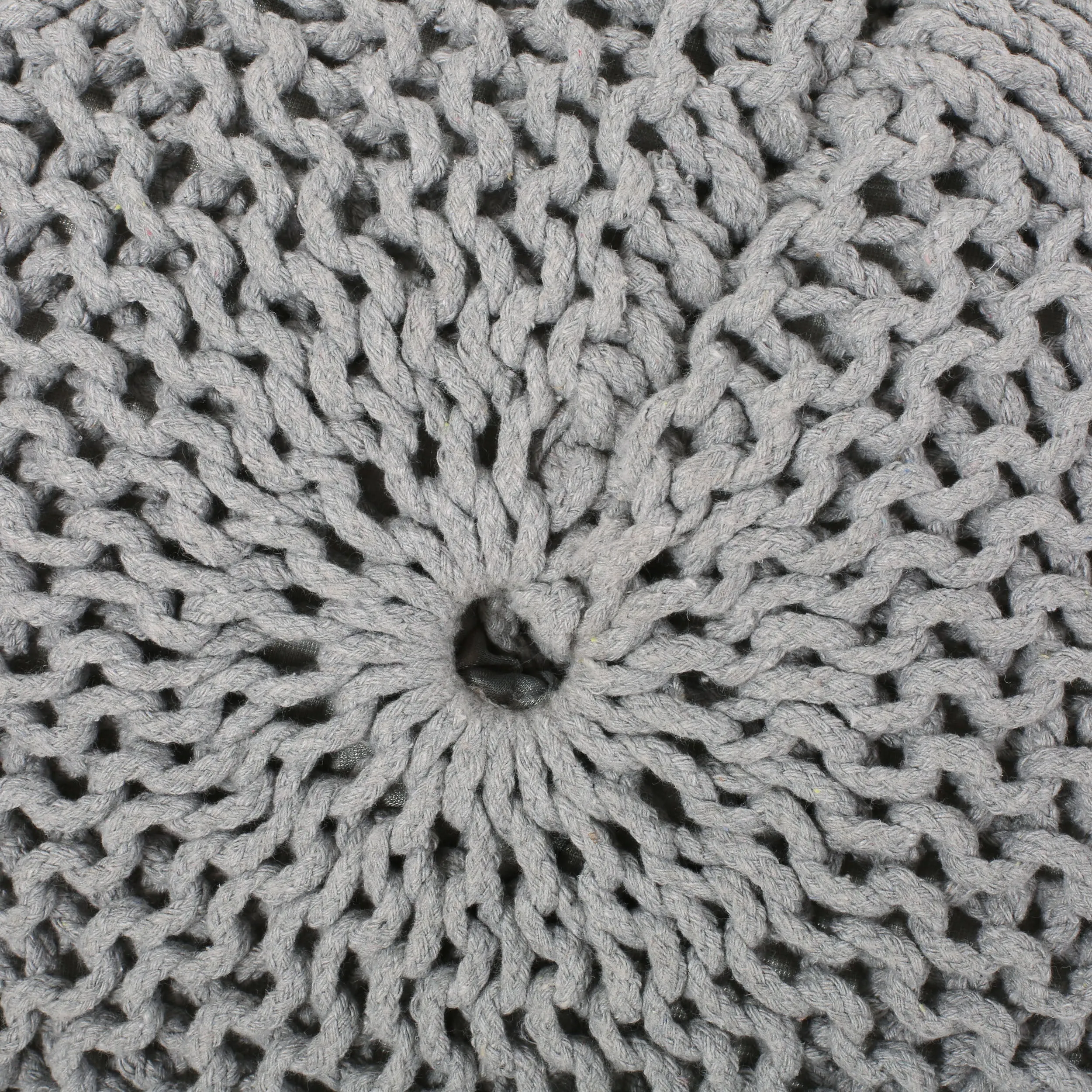 Sardis Modern Knitted Cotton Round Pouf