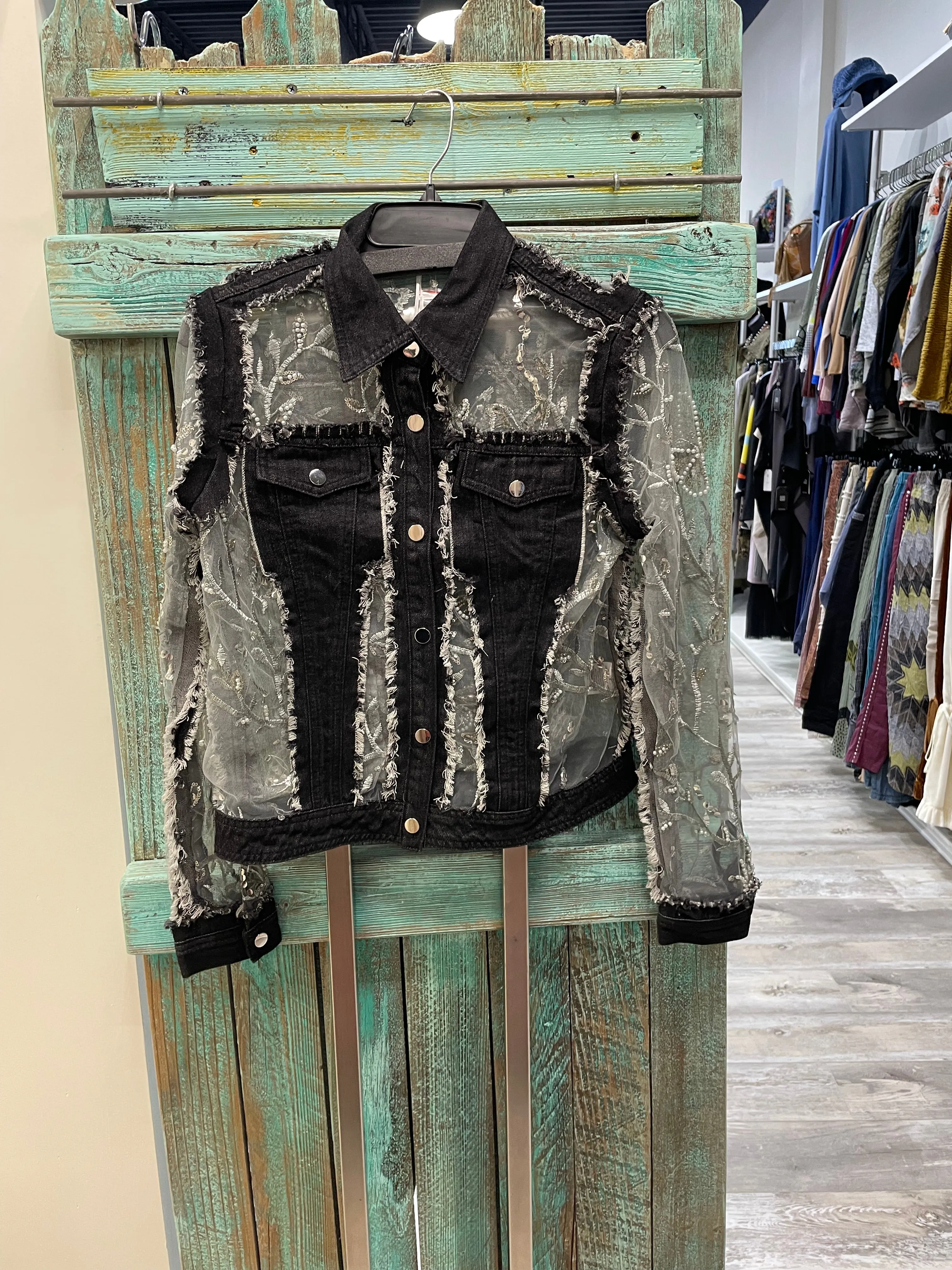 Sequins Illusion Denim Jacket by Adore