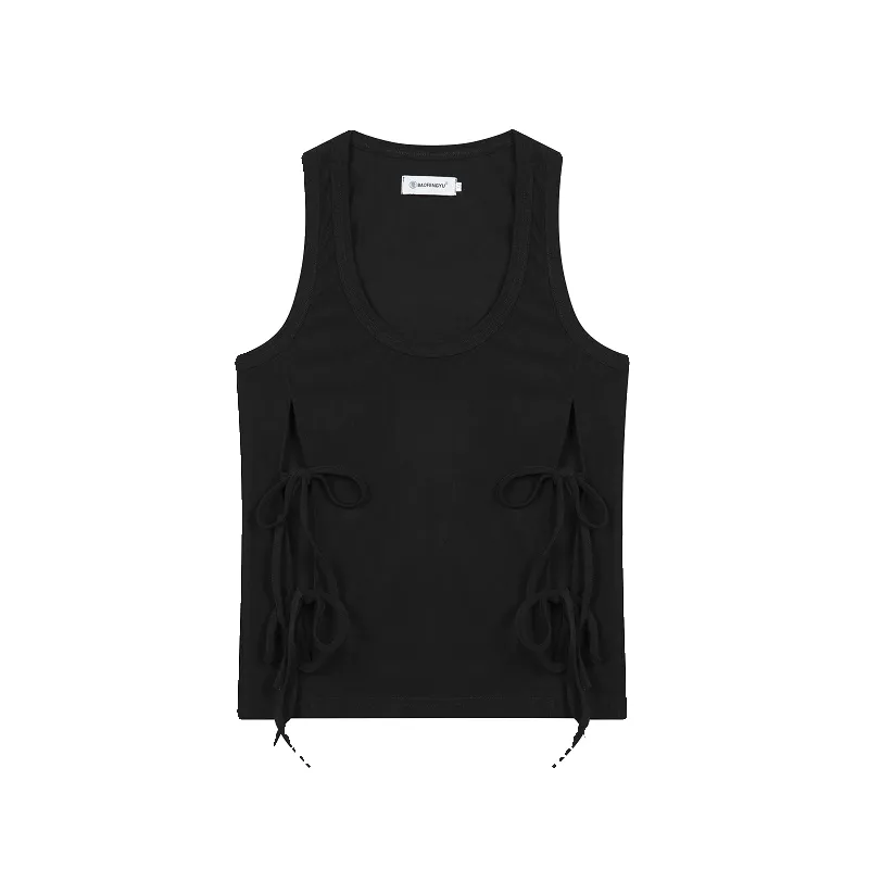 Slit Lace-up Knitted Stretch Vest