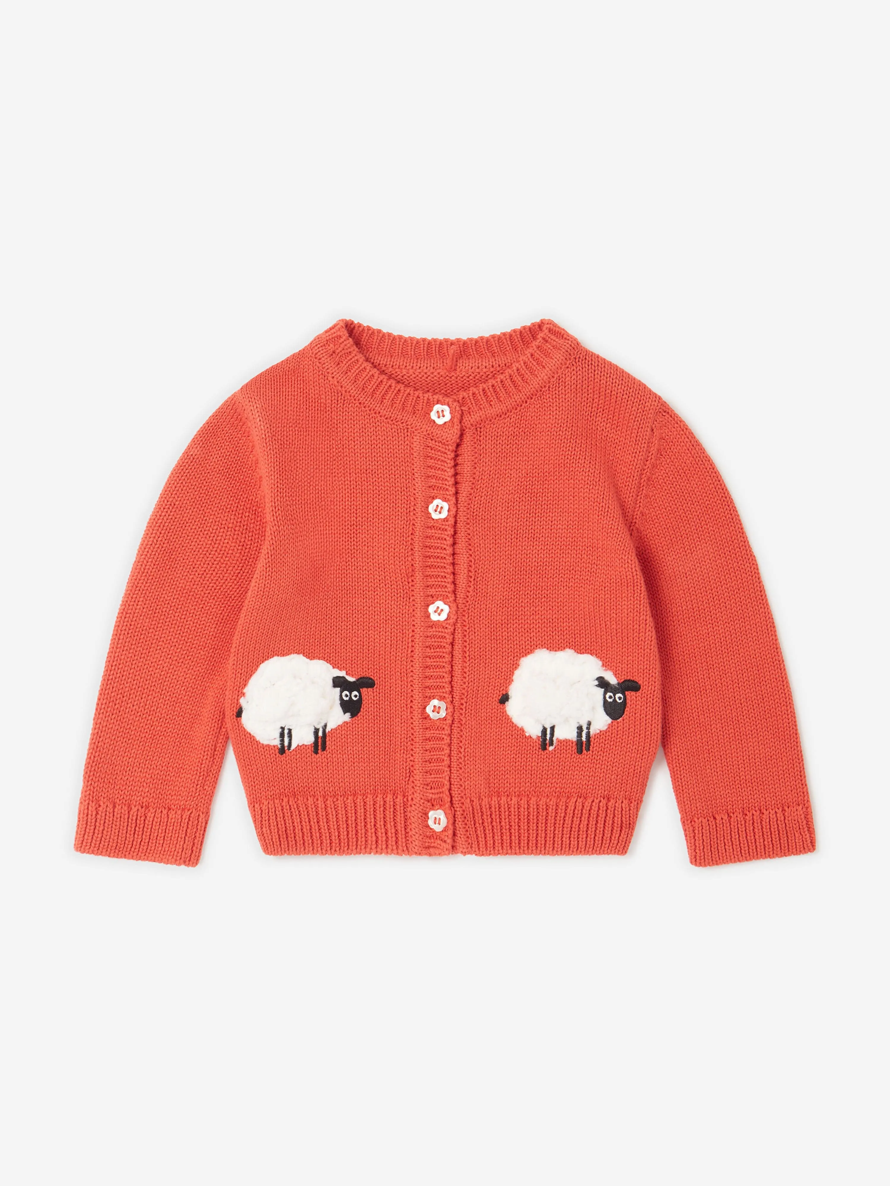 Stella McCartney Baby Girls Knitted Sheep Cardigan in Red
