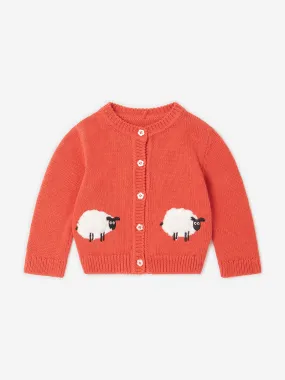 Stella McCartney Baby Girls Knitted Sheep Cardigan in Red
