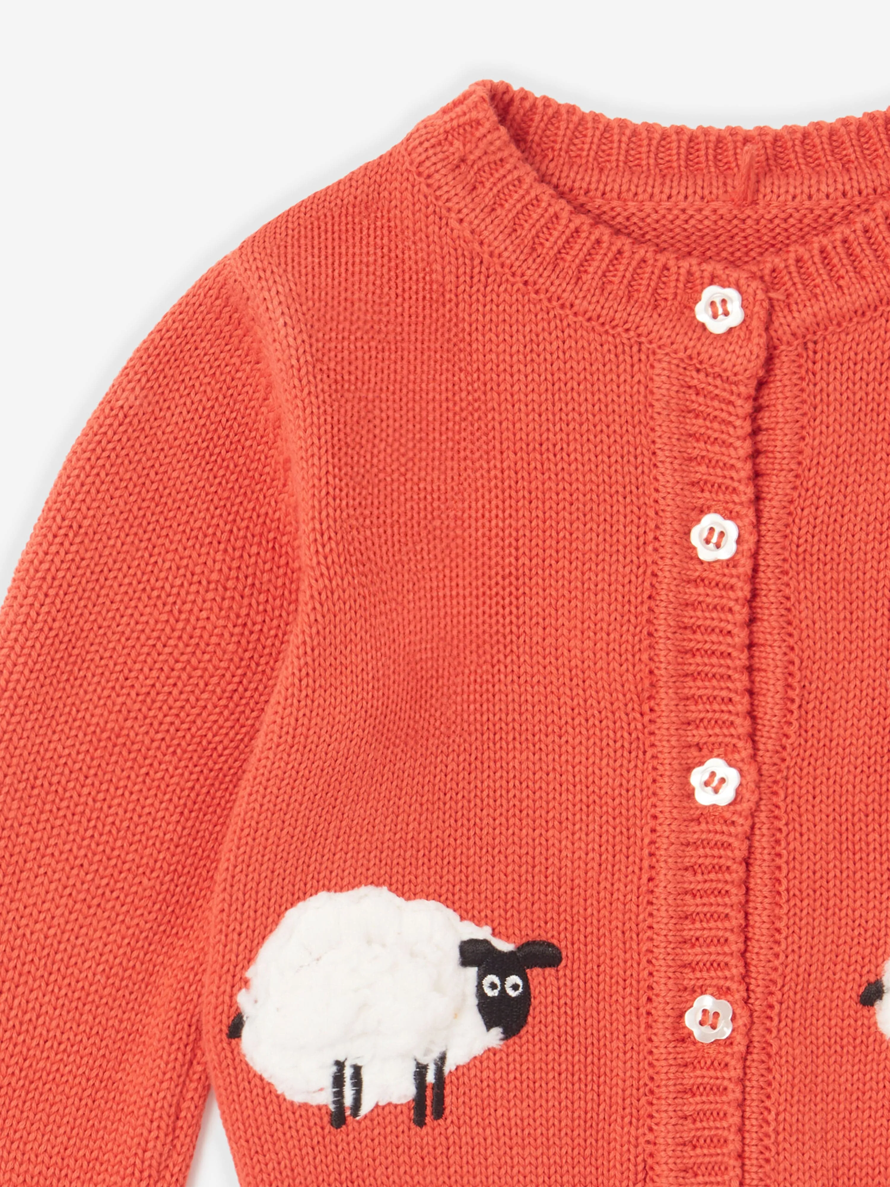 Stella McCartney Baby Girls Knitted Sheep Cardigan in Red