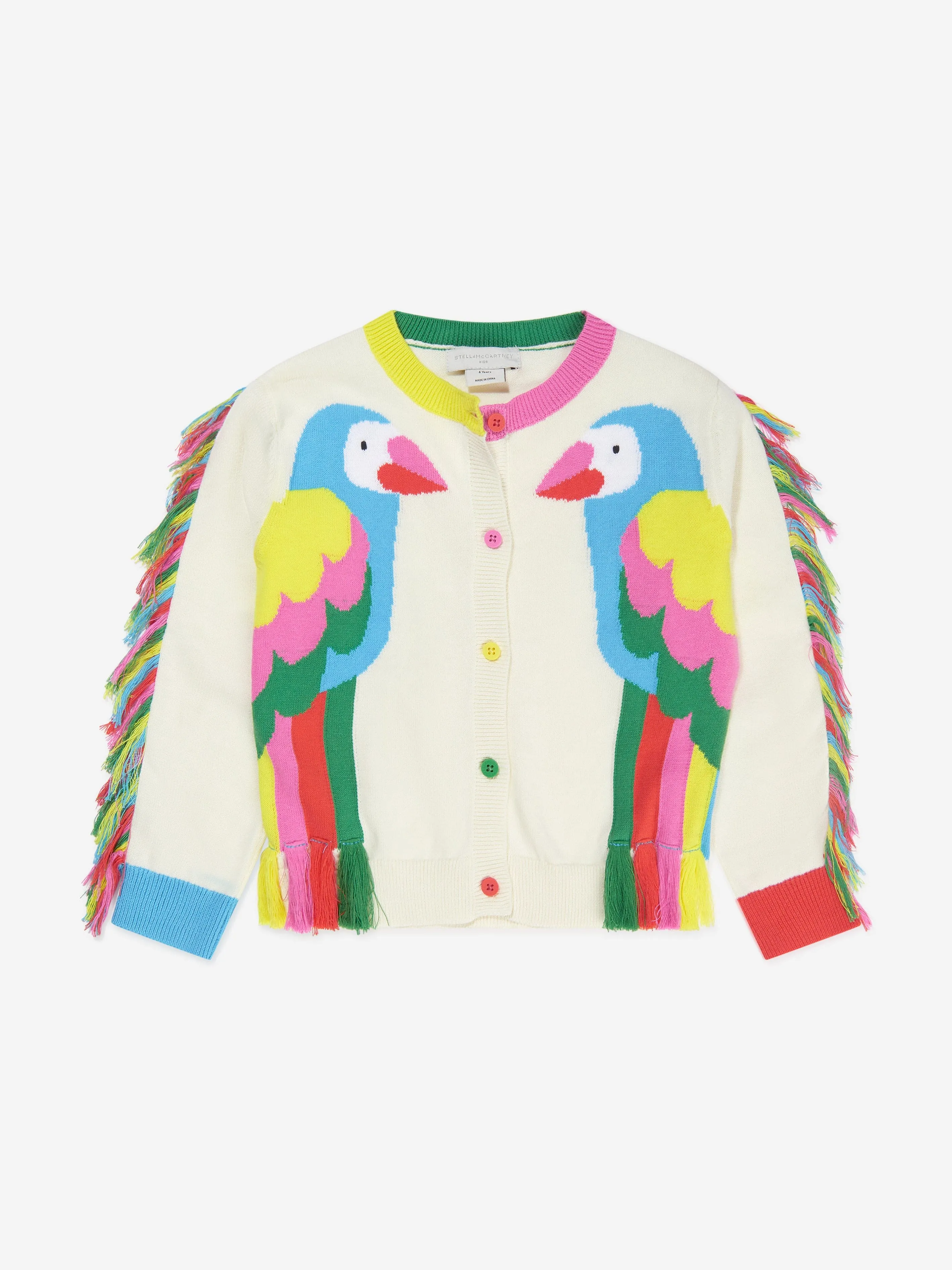 Stella McCartney Girls Knitted Parrot Cardigan in Ivory