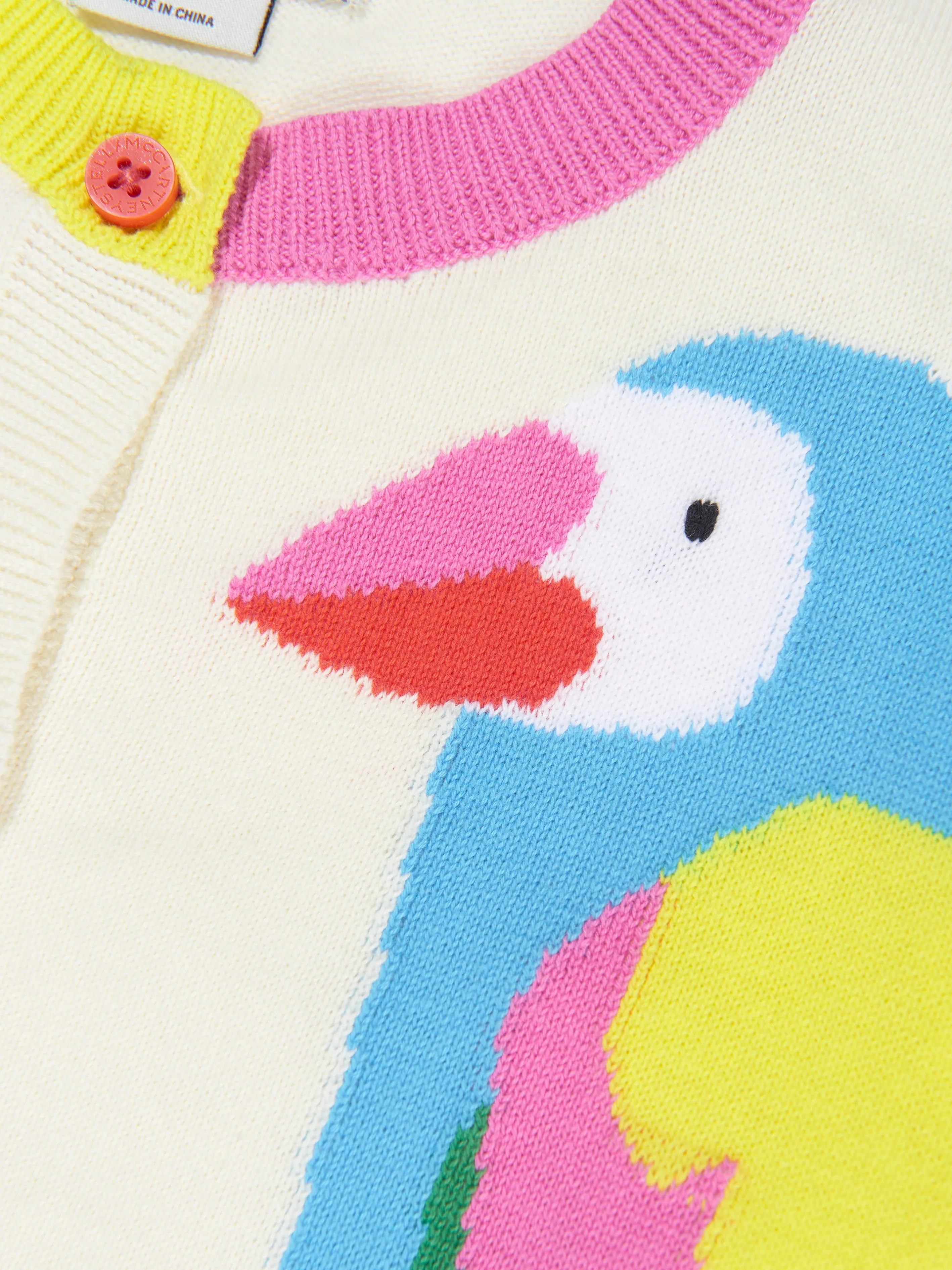 Stella McCartney Girls Knitted Parrot Cardigan in Ivory