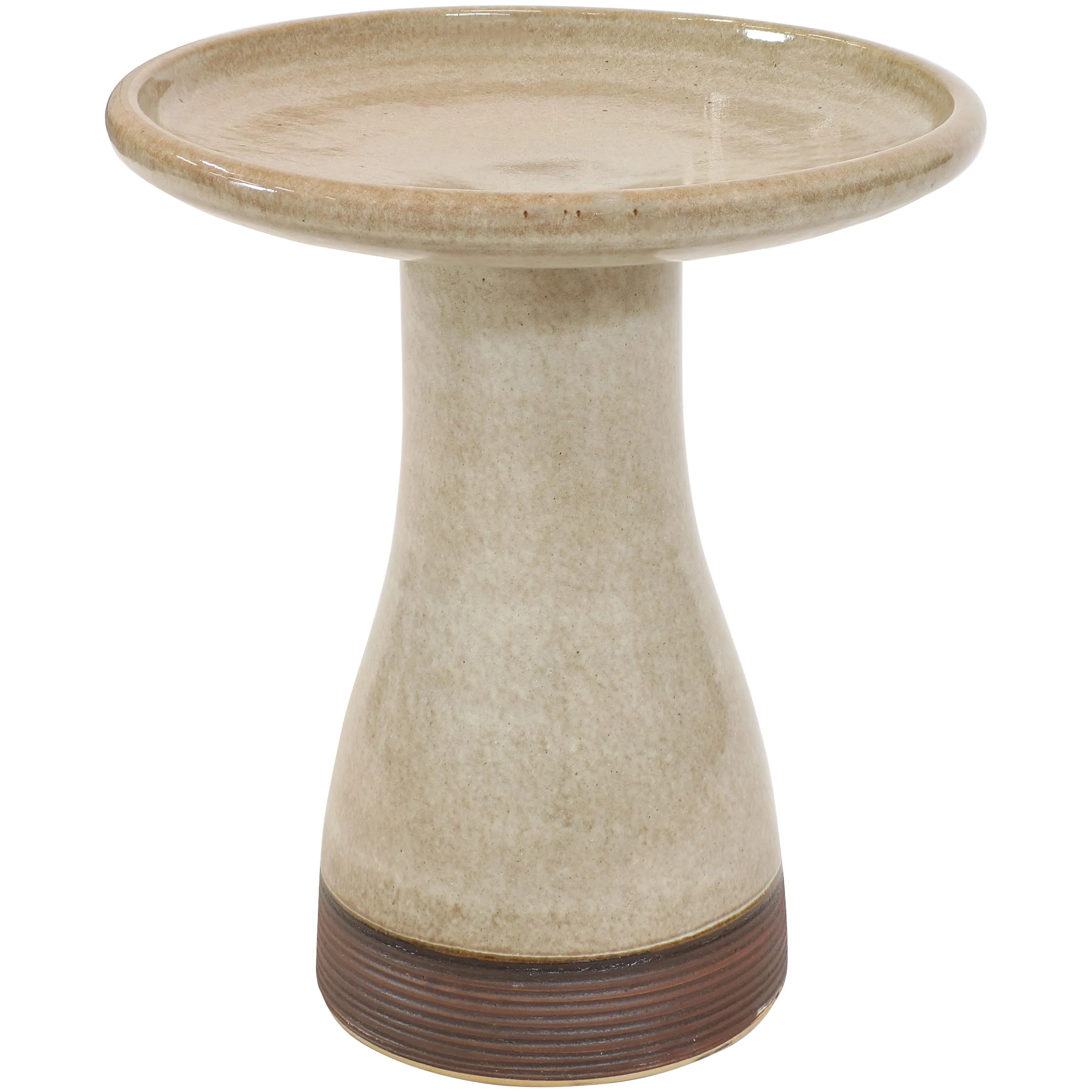 Sunnydaze Glazed Ceramic Duo-Tone Outdoor Bird Bath