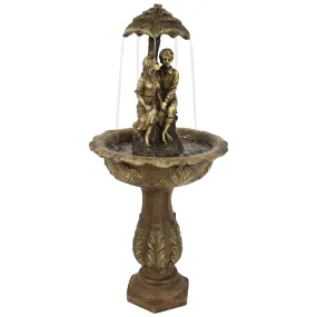 Sunnydaze Lovers Umbrella Solar Water Fountain with Battery Backup & Lights - 43"