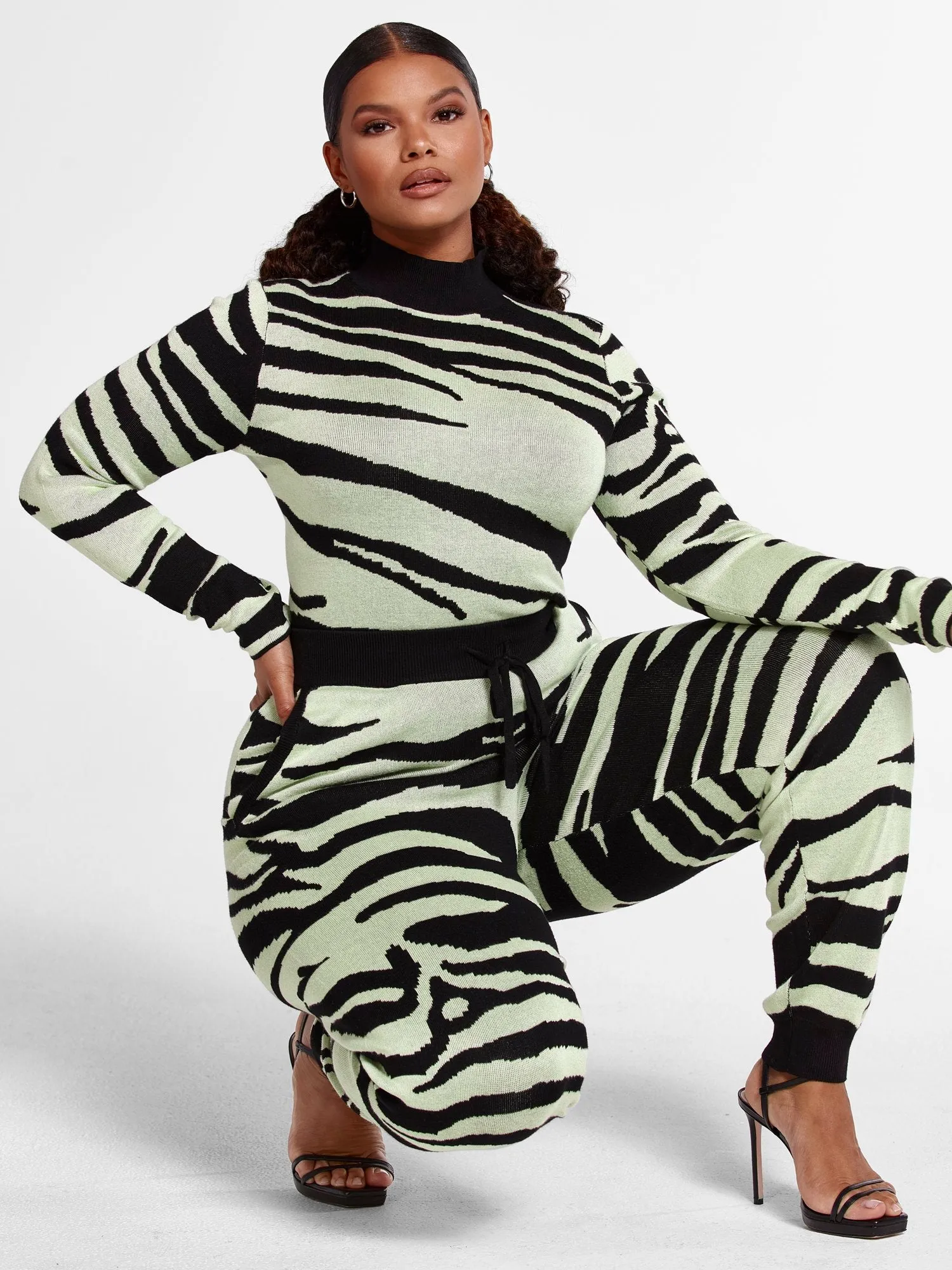 Tara Zebra Print Mockneck Top